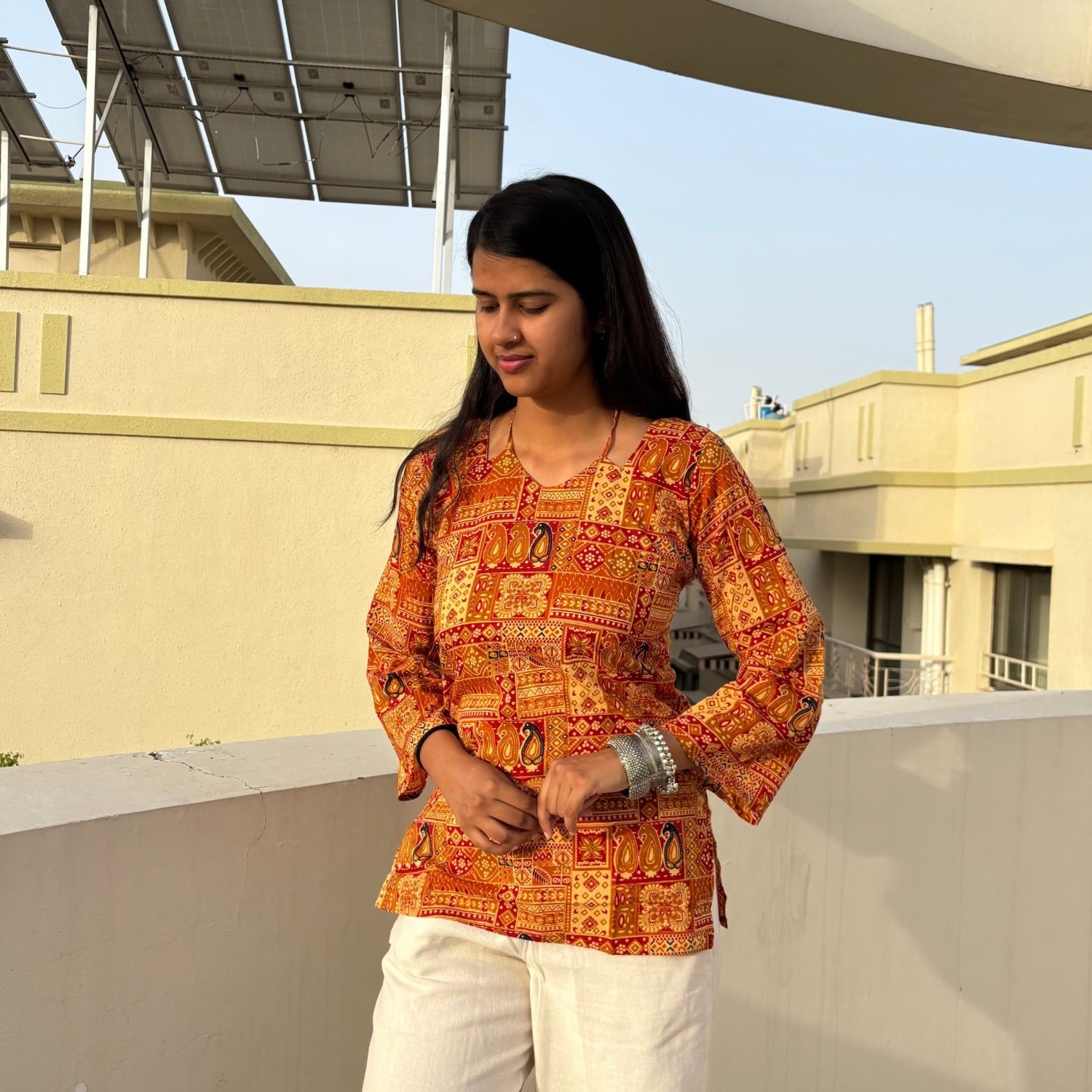 Jaipuri Print Corset Back Kurti Pure Cotton For Women