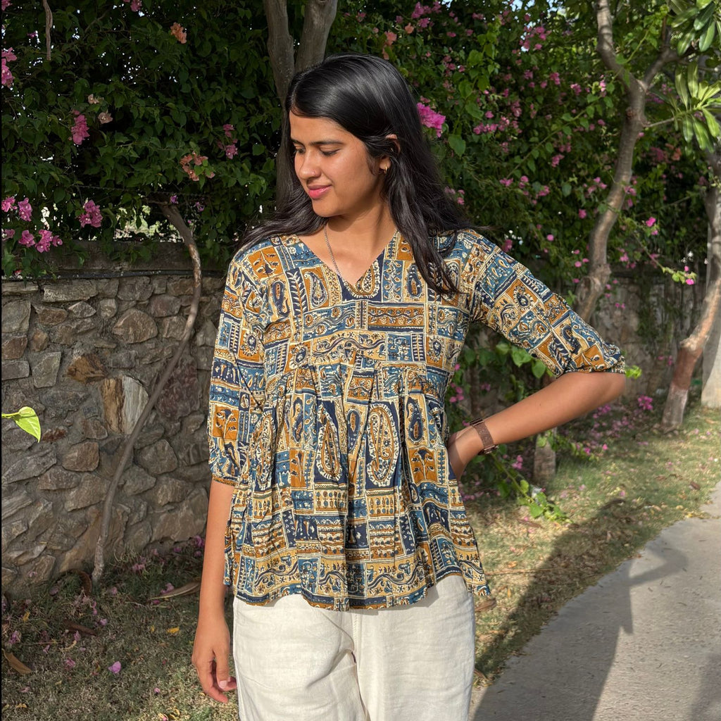 Pure Cotton Alia Cut Printed Short Kurti For Women