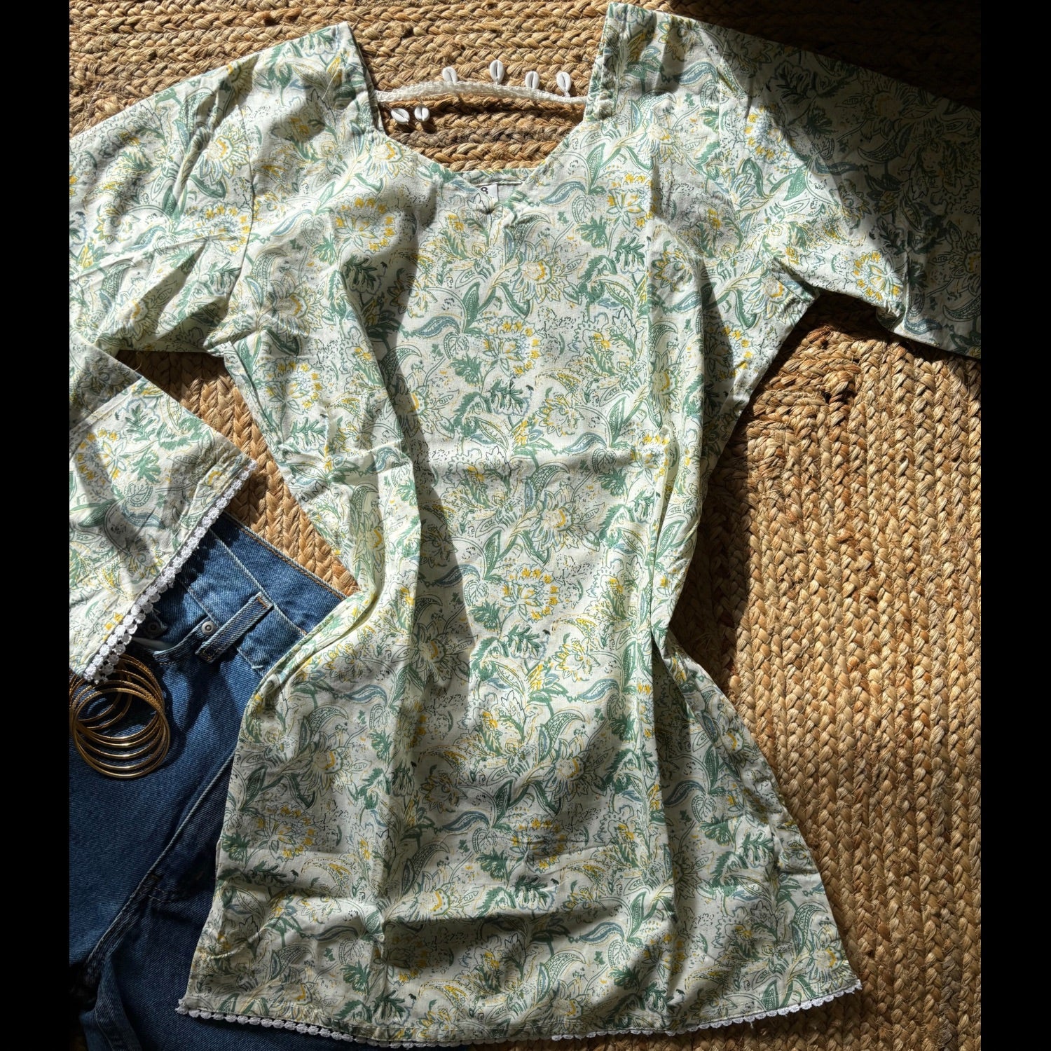 Trending Kurti in White Color, Bell sleeves For Women