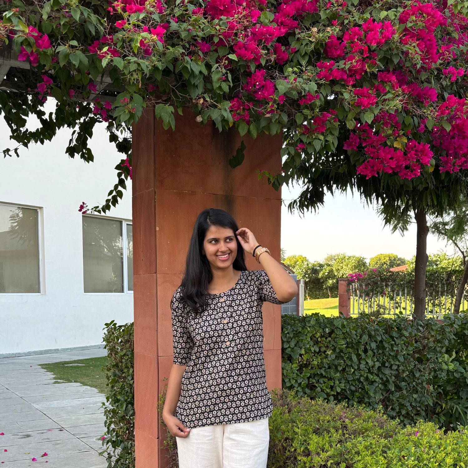 Daily Wear Black Printed Short Kurti For Women