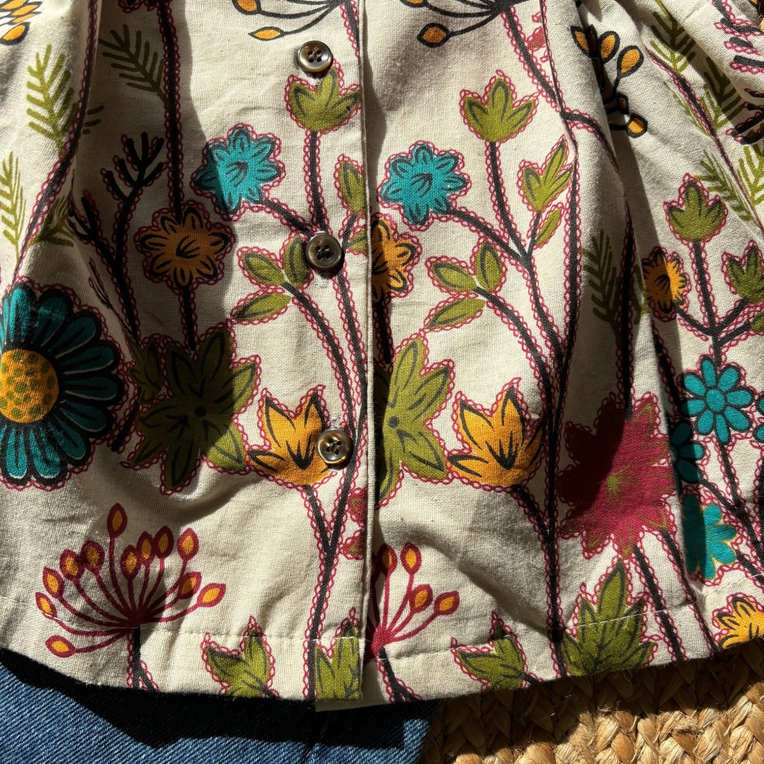 Beige Color Printed Pure Cotton Crop Shirt For Women