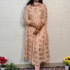 Peach Foil Printed Party Wear Anarkali Suit Set - Image 2