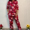 Red Floral Print Cotton Short Co-ord Set - Image 2