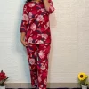 Red Floral Print Cotton Short Co-ord Set