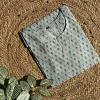 Light Blue Block Print Cotton Short Kurti